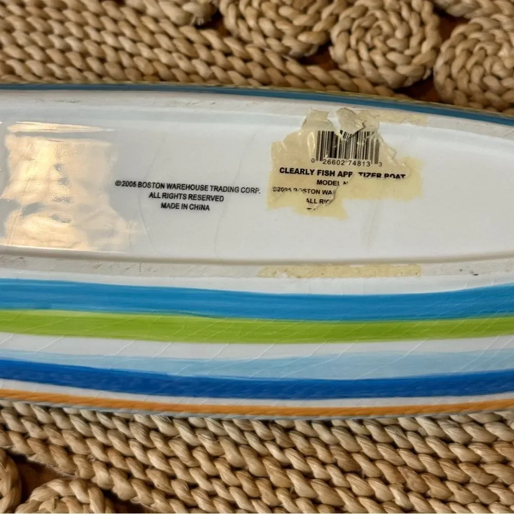 Vintage Boston Warehouse Co. Clearly Fish Ceramic Appetizer Serving Dish/Boat